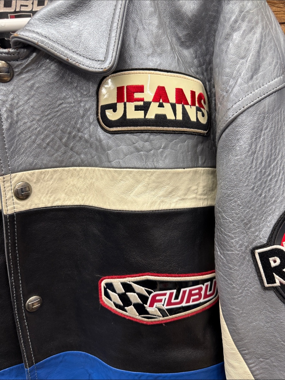RARE VTG Fubu Leather Racing Jacket Mens XL Y2K 90s Streetwear - Picture 4 of 16